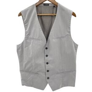 Express Y2K Button Front Cotton Blend Vest Tie Back Size XL